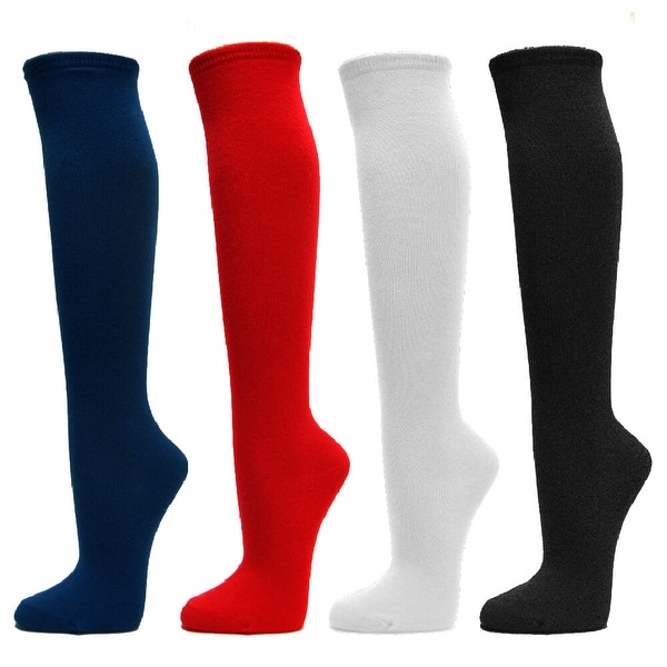 Couver Women's Fashion/Casual Plain Knee High Cotton Socks - 3 Pairs