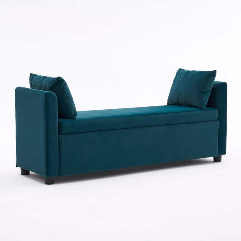Velvet Storage Bench for Bedroom,End of Bed Bench for King Size Bed, Modern Upholstered Long Ottoman Bench for Entryway - 55" Wide - Teal