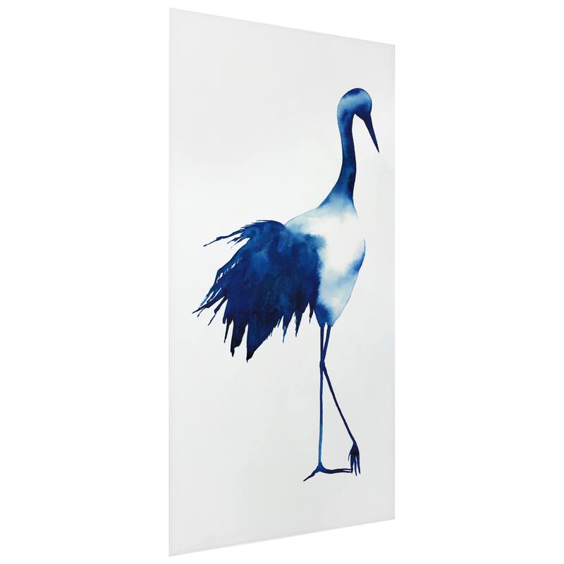 "Ink Drop Crane 1" Frameless Free Floating Tempered Glass Panel Graphic Wall Art