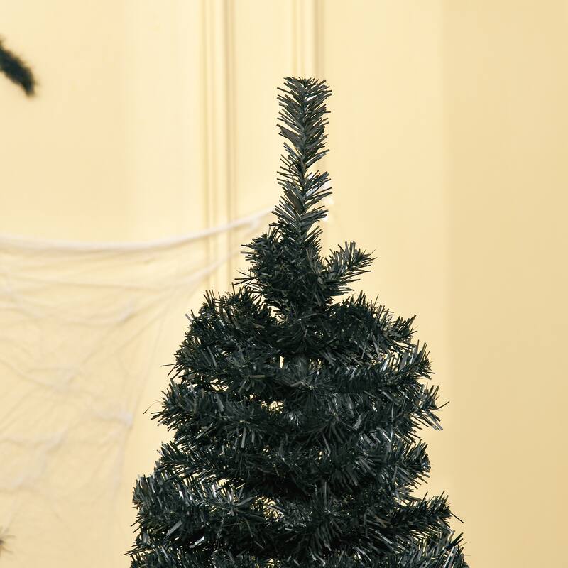 HOMCOM 6/7FT Black Christmas Tree with Stand, Xmas Slim Artificial Christmas Tree Small, Black Christmas Decorations