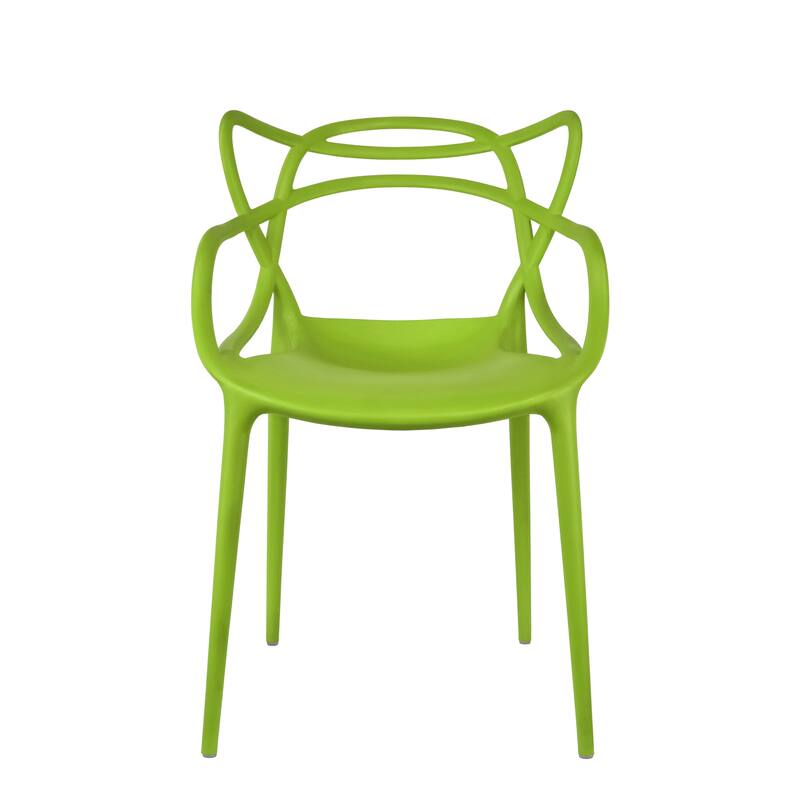 Modern Stackable Geometric Molded Stacking Chairs Dining Armchairs Indoor Outdoor Patio Work Office Kitchen (Set of 2)
