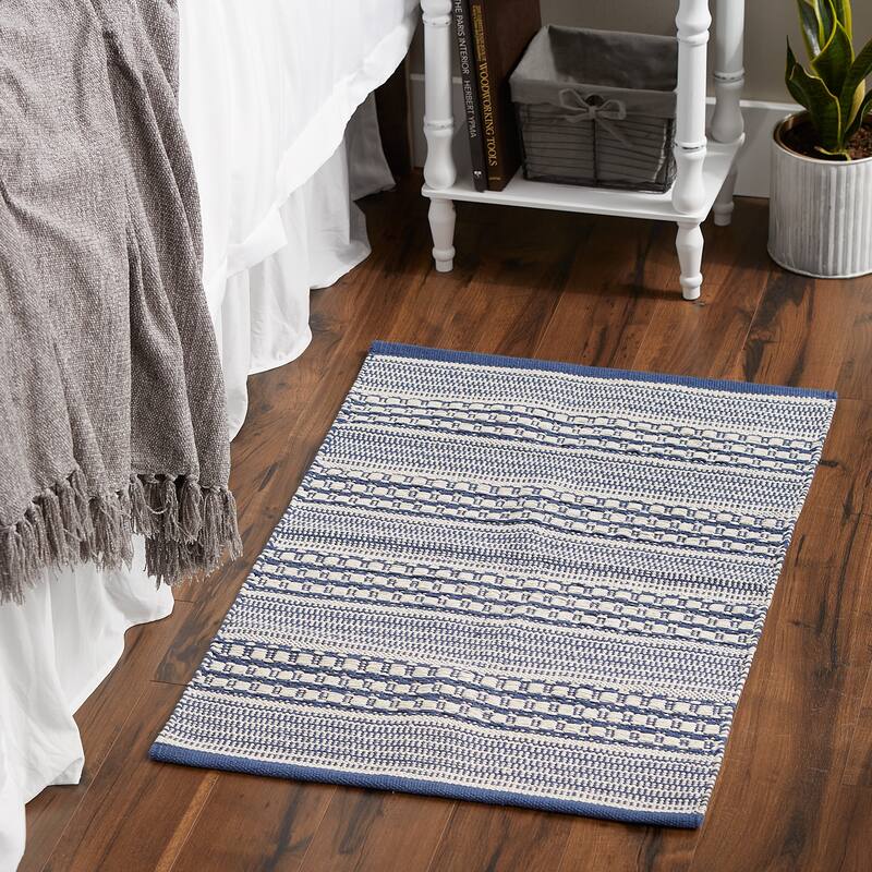 DII Stone Dobby Stripe Hand-Loomed Rug 2ft 6inx6 Ft - 36.0 In. L X 24.0 In. W X 0.2 In. H