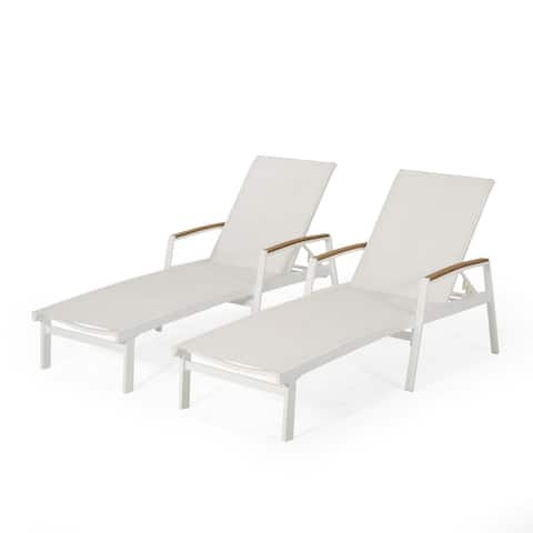 Oxton Outdoor Aluminum Chaise Lounge (Set of 2) by Christopher Knight Home