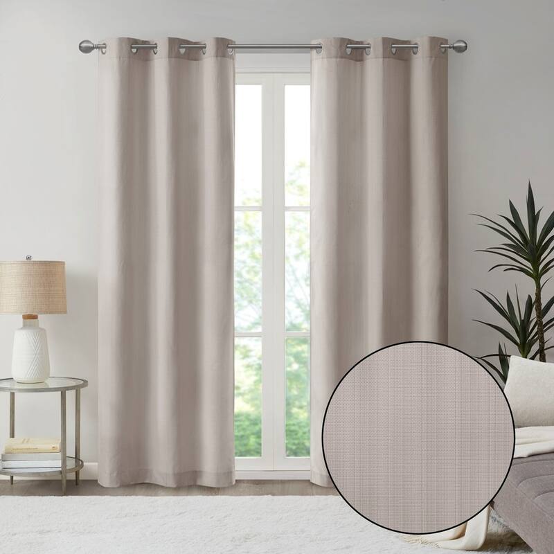 Basketweave Room Darkening Curtain Panel Pair(2 Pcs Window Panels)