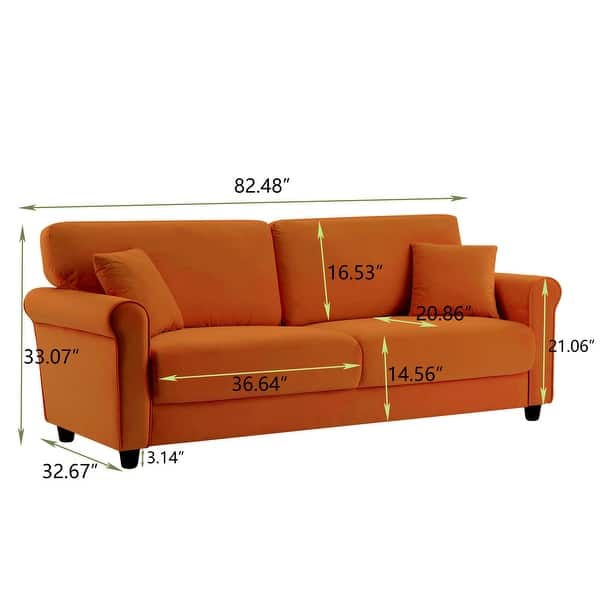 dimension image slide 1 of 5, 82"Velvet Upholstery Cloud Sofa Couch Cushion Back Deep Seat Loveseat