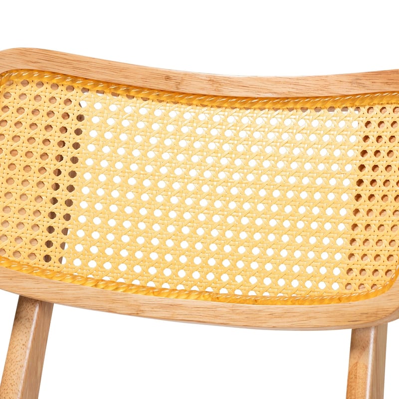 Dulcet Mid-Century Oak Brown Finished Wood and Rattan 5-Piece Dining Set
