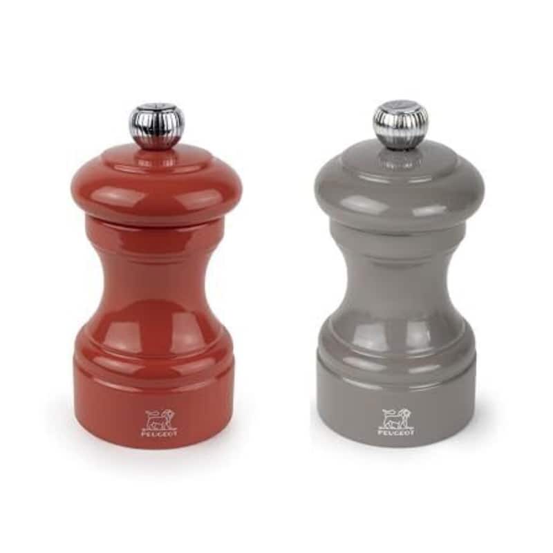 Peugeot Bistro Pepper and Salt Mill Set - 10cm - 4in. - Terracotta and Smoked Grey