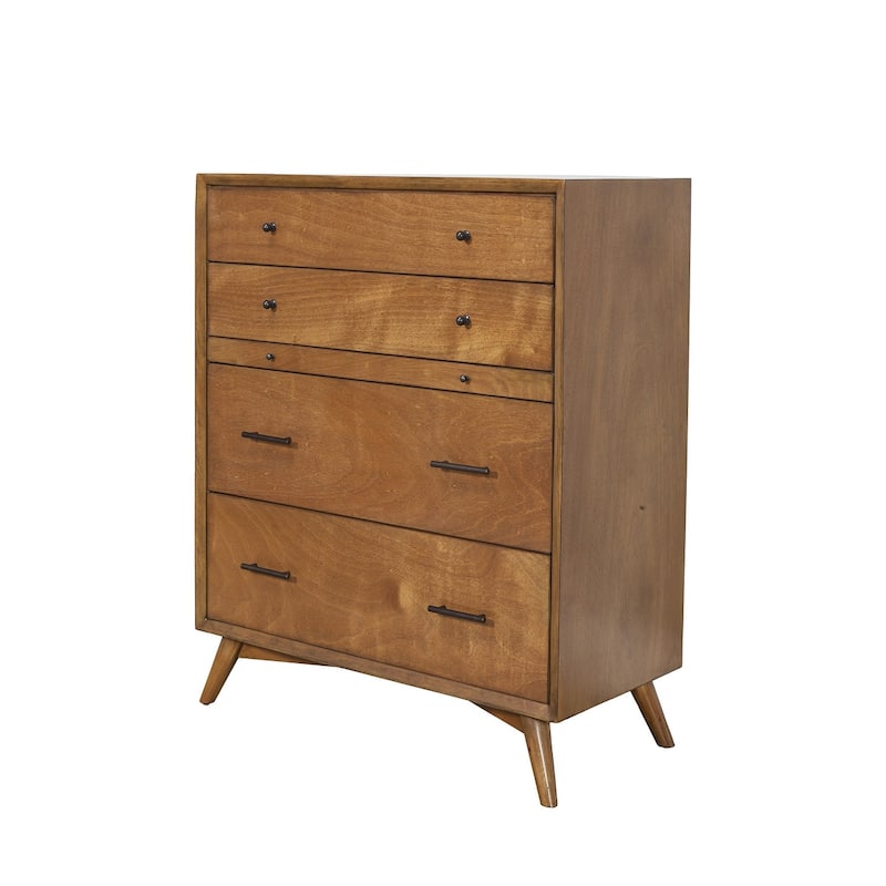 HomeRoots 38" Brown Solid Wood Four Drawer Standard Chest