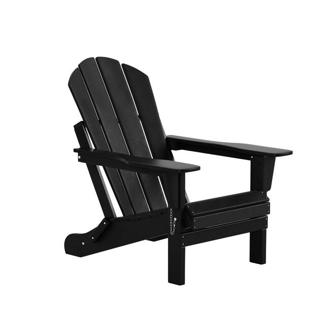 Laguna Folding Poly Eco-Friendly All Weather Outdoor Adirondack Chair - Black