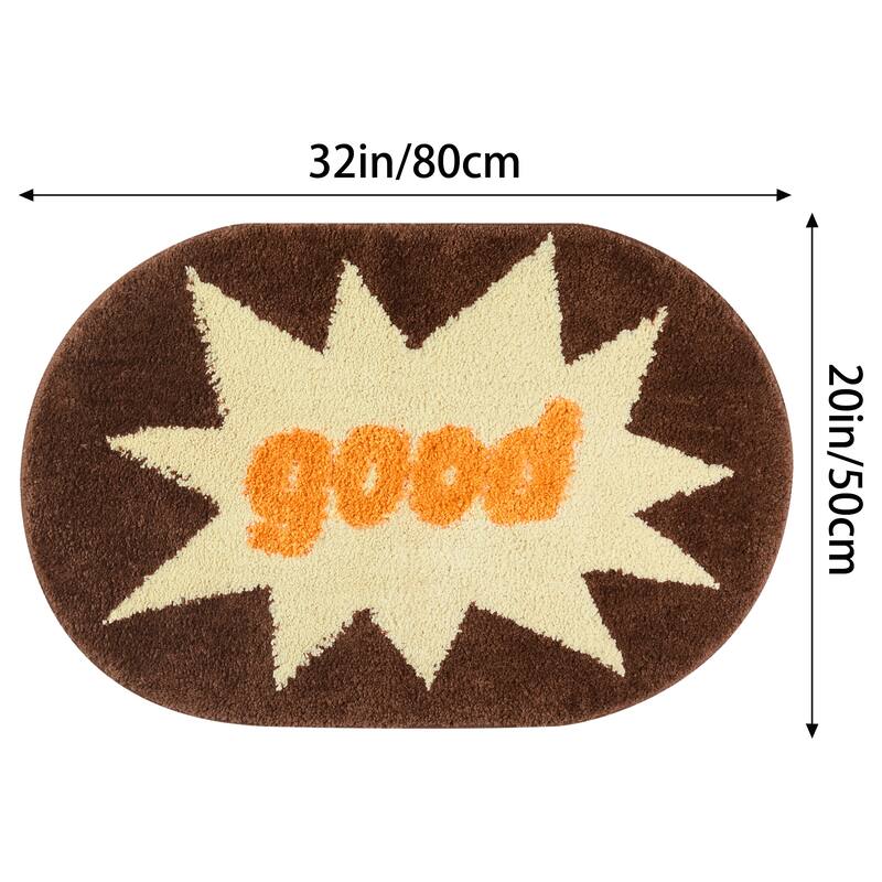 Funny Letter Bath Rug, Non-Slip Absorbent Bathroom Mat Washable for Shower, Bathtub and Spa Floors
