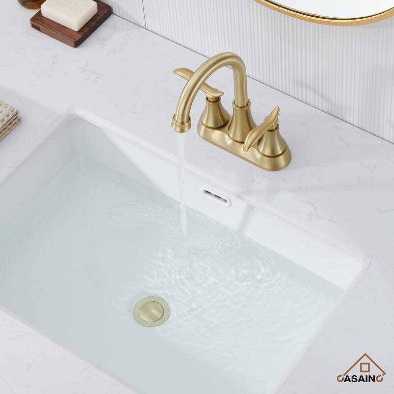 4 in. Centerset Double Handle Bathroom Faucet with Drain Kit Included