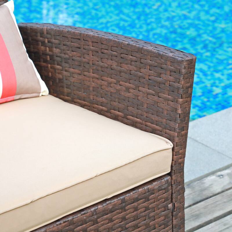 Outdoor Wicker Loveseat with Cushions
