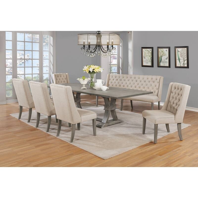 Best Quality Furniture Linen Dining Side Chair (Set of 2)