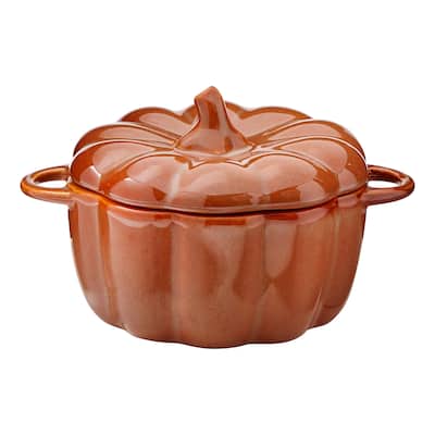 Individual Pumpkin Baker Ceramic Baking Dish 22oz Fall Harvest Multicolor Dishwasher Microwave Safe 4.4in H x 7in L x 5.4in W