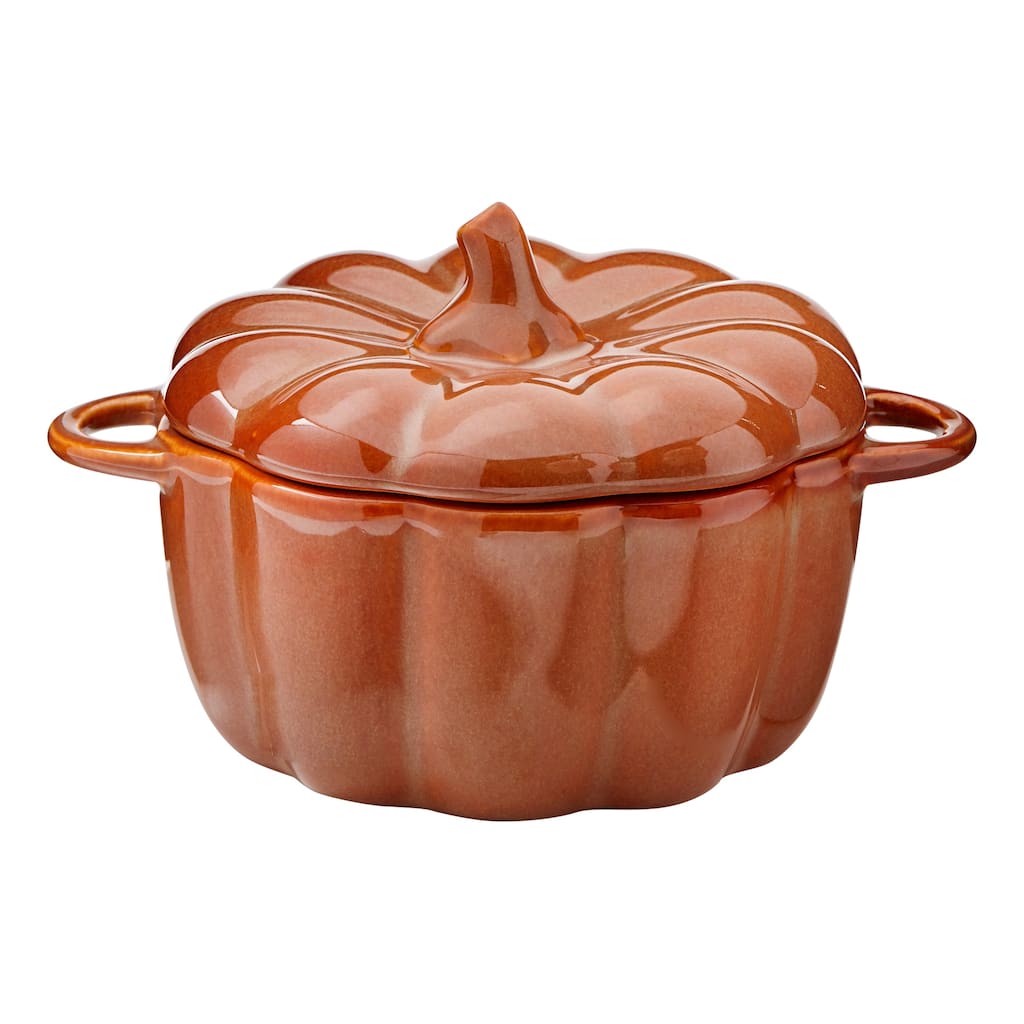 Individual Pumpkin Baker Ceramic Baking Dish 22oz Fall Harvest Multicolor Dishwasher Microwave Safe 4.4in H x 7in L x 5.4in W