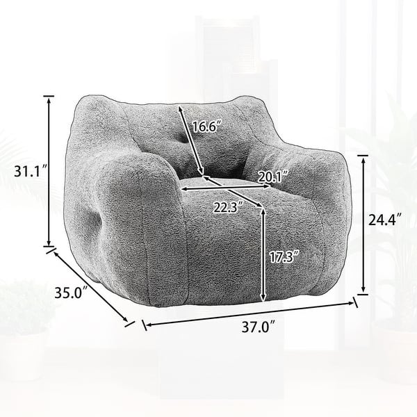 Comfy Bean Bag Chair with Armrests, High-Density Foam, for Living Room
