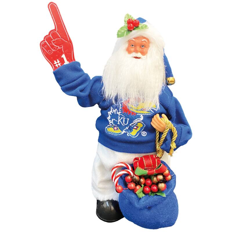 NCAA 12" Kansas Animated/Musical Santa