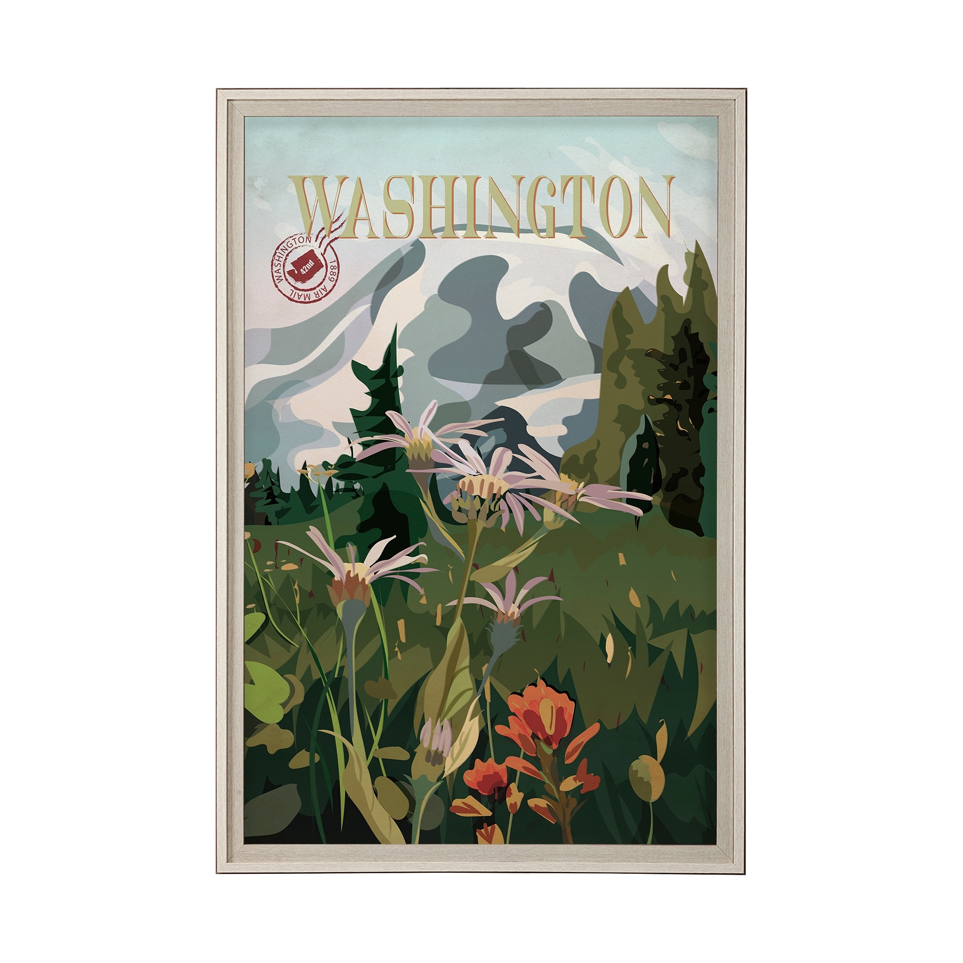 Washington Go USA (XL) by Mercana Studio a Hand Embellished Decograph Framed Art Print under Glass