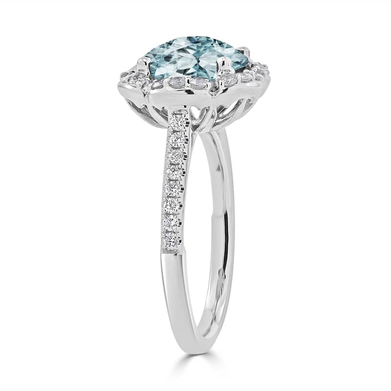 Auriya Vintage 1 7/8ct Fancy Aquamarine and Halo Diamond Engagement Ring 3/8ct Fancy 14k Gold