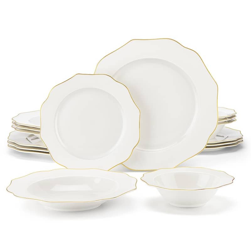 MALACASA 16-Piece New Bone China Dinnerware Set, Service for 4