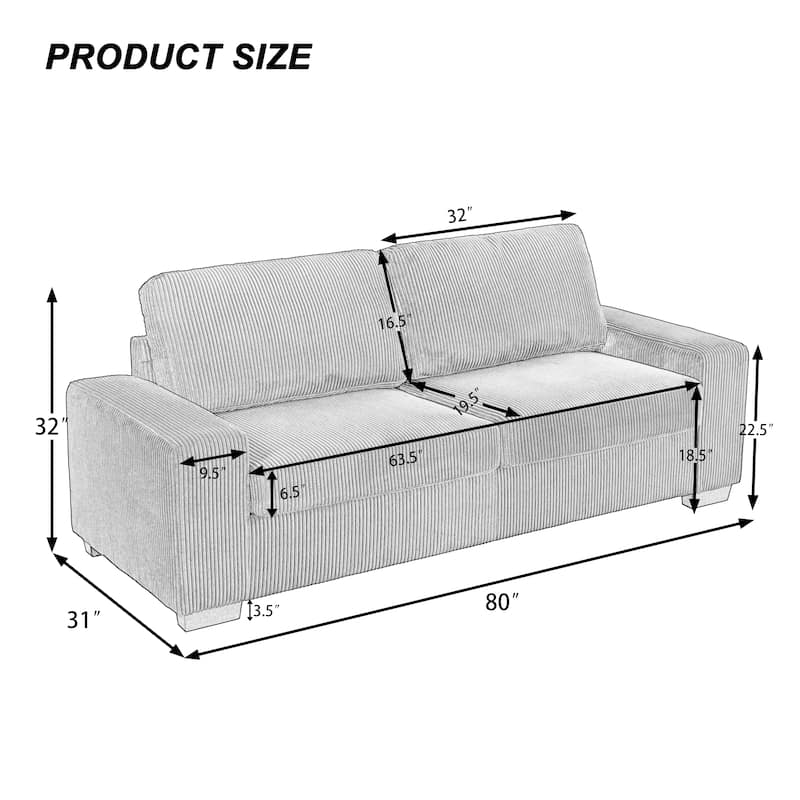Modern 80" Upholstered Fabric 3-Seater Sofa