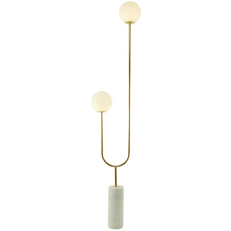 Marble Orb 2 Bulb Floor Lamp with Marble Base - 7"W x 16"L x 73"H