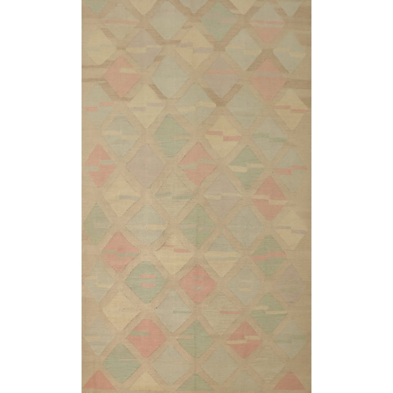Hand Woven Oriental 100% Wool Carpet Southwestern Modern Multi-Colored Kilim Area Rug - 10' 1'' X 6' 4''