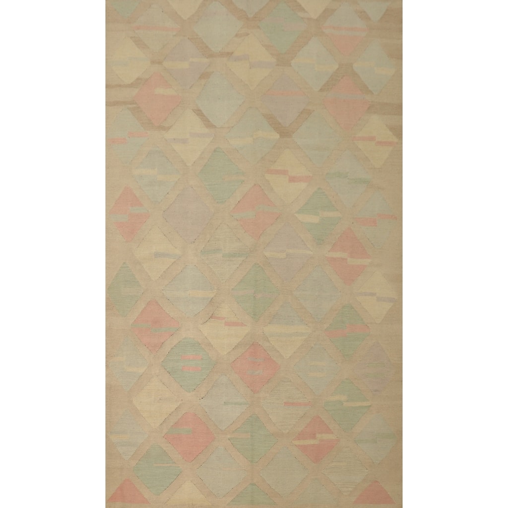 Hand Woven Oriental 100% Wool Carpet Southwestern Modern Multi-Colored Kilim Area Rug - 10' 1'' X 6' 4''