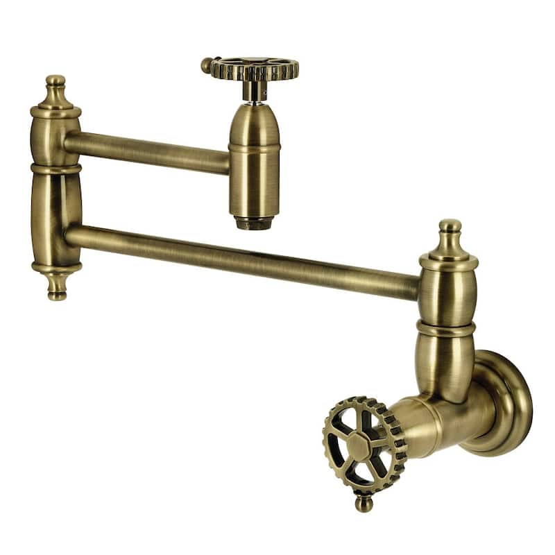 Kingston Brass KS310.CG Fuller 3.8 GPM Wall Mounted Single Hole Pot - Antique Brass