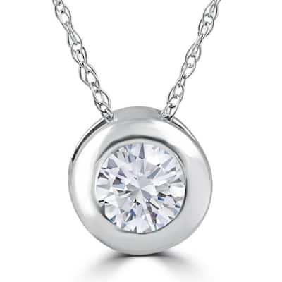 1/4Ct Diamond Solitaire Pendant Women's White Gold Bezel Pendant Lab Grown