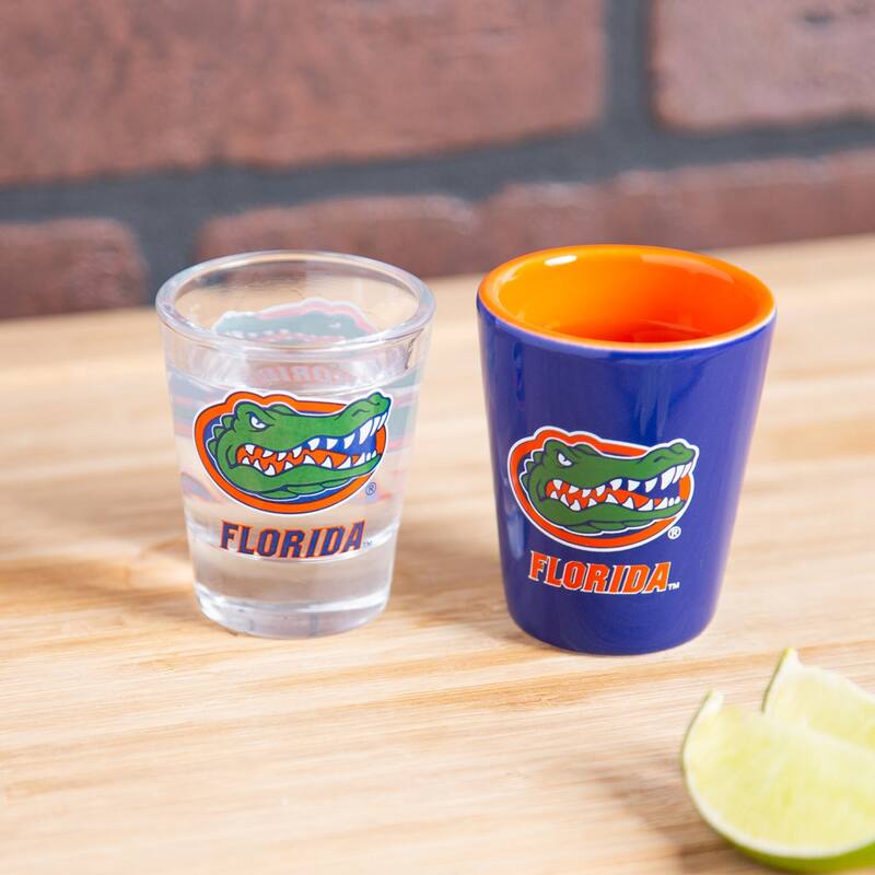 4-Piece Ceramic and Glass 2 oz. Shot Glass Set, University of Florida