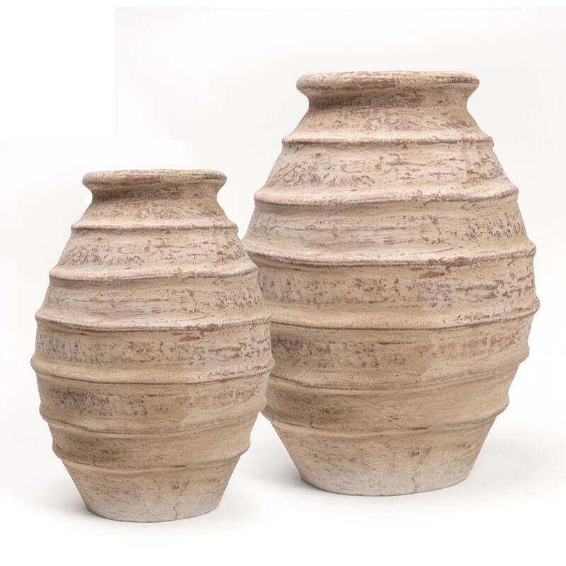 Artissance 19 in. H Off White Pottery Tribe Water Jar Large