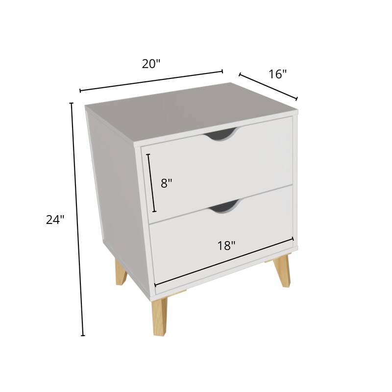 HomeRoots 24" White Two Drawer Faux Wood Nightstand