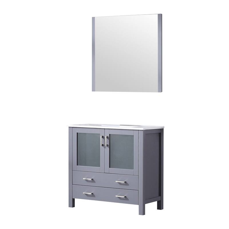 Volez Bath Vanity, White Ceramic Top and Mirror