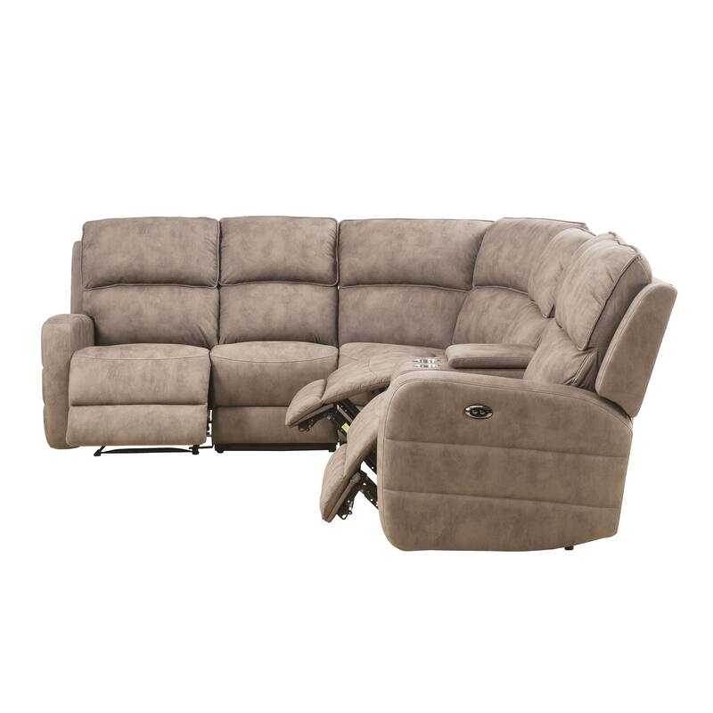 Brette Mocha Power Reclining Sectional Sofa with USB