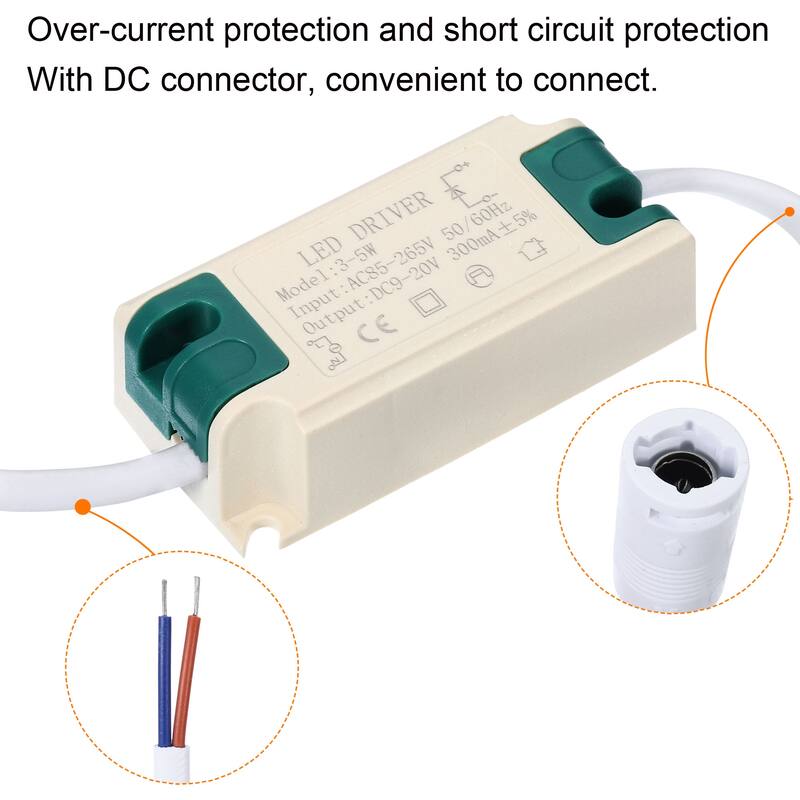 5x LED Driver AC 85-265V Output Female Connector Rectifier Transformer
