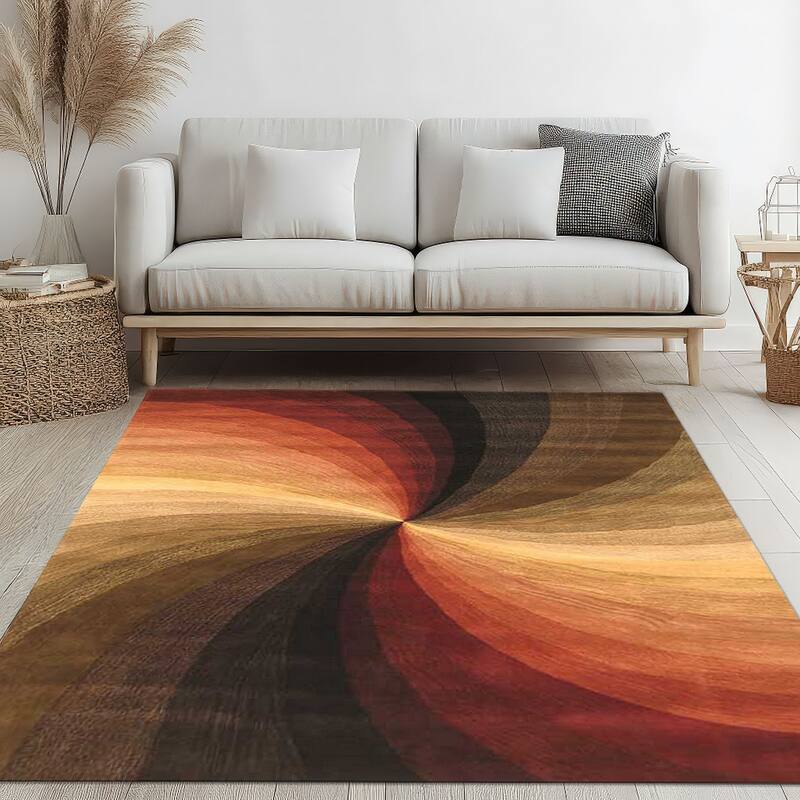 Home Decor EORC Hand-Tufted Wool Swirl Rug, Multicolored Vibrant & Stylish Area Rug for Adding Playful Elegance to Your Living