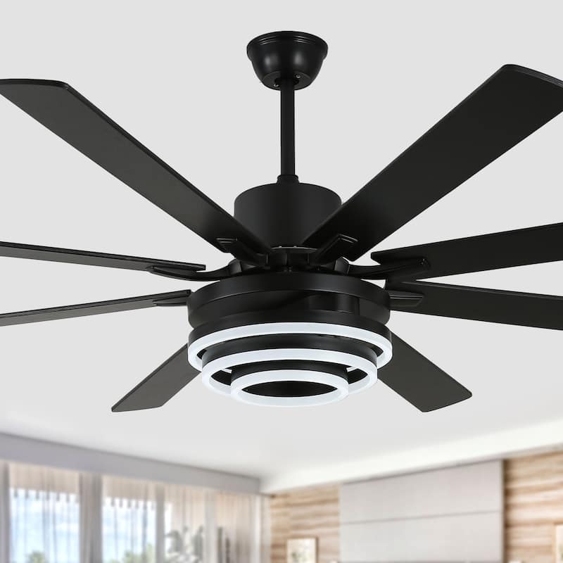 Bella Depot 72" Modern Large Ceiling Fan with Dimmable LED Light and Remote Control 6-Speed Reversible DIY Shade Chandelier