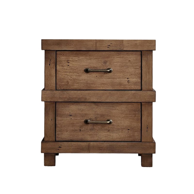 Wooden Nightstand with 2 Drawers - Ancient Oak