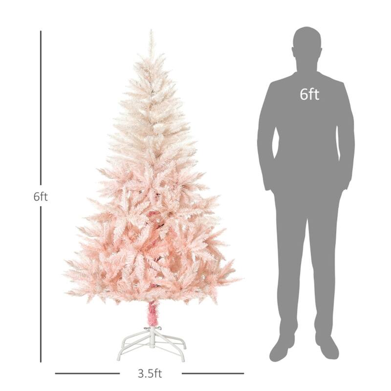Pink PVC Metal Christmas Tree with White Tips and Foldable Stand