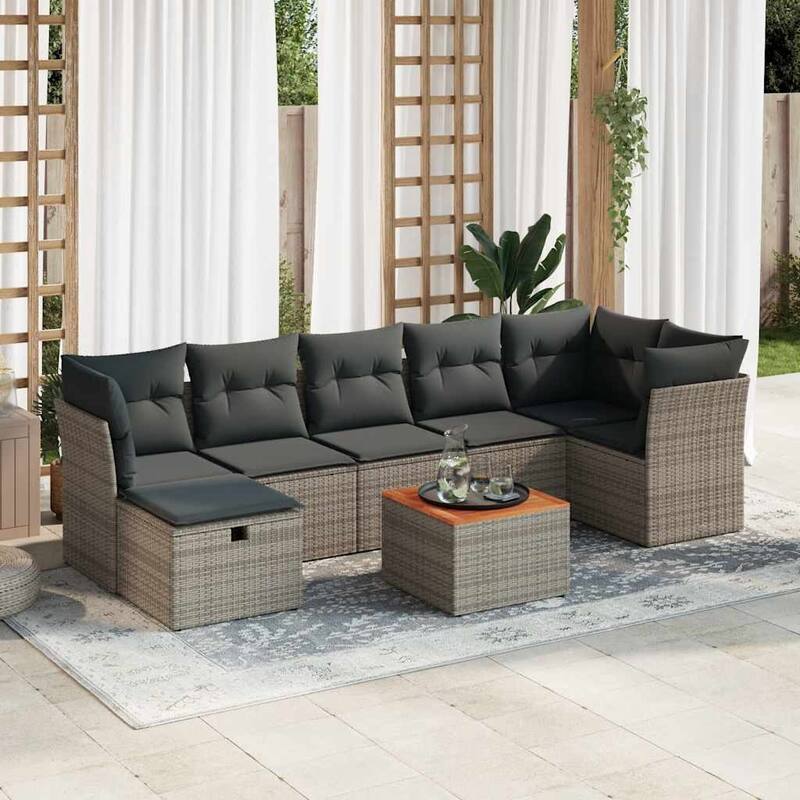 vidaXL Garden Sofa Set Beige/Black/Grey