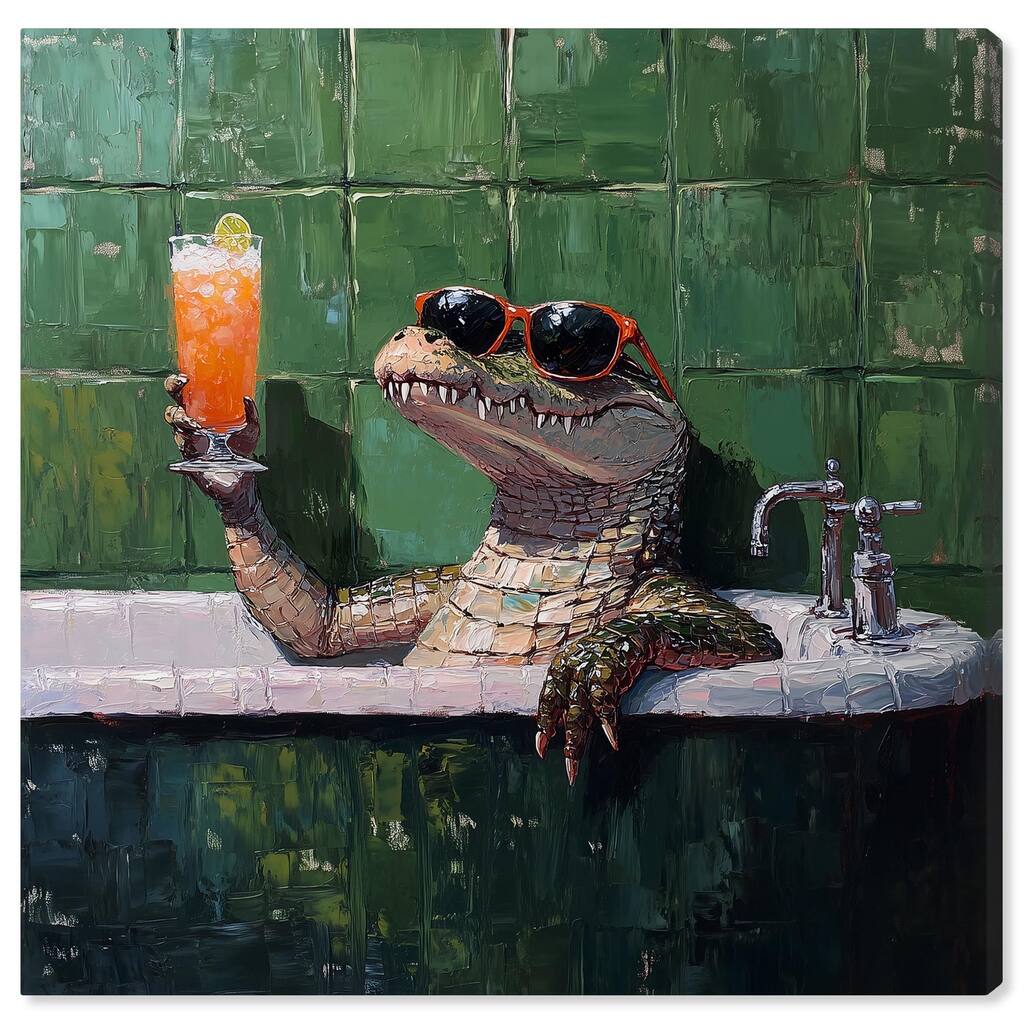 Cocktail Croc I Canvas by Art Remedy, Gallery Wrapped