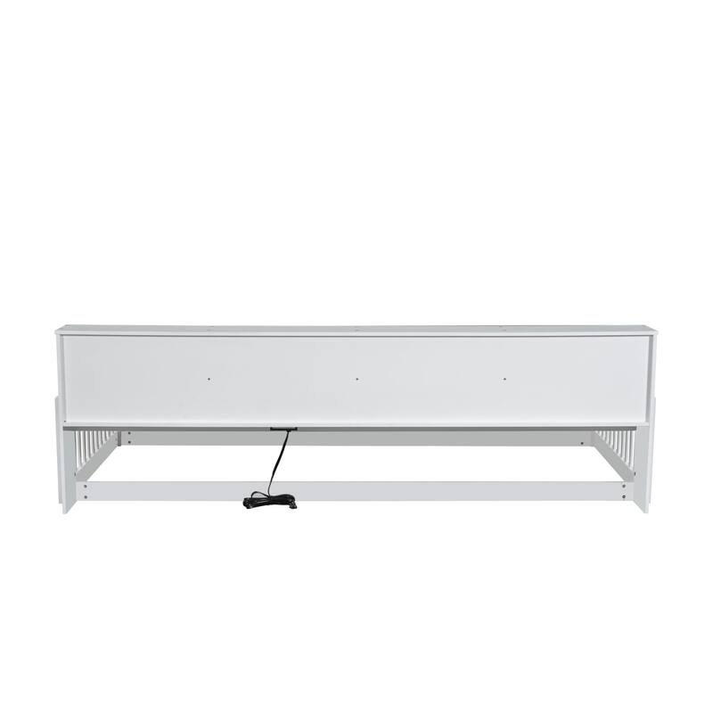 Roomfitters Wood Twin XL Floor Bed with Storage Cabinets and USB Ports