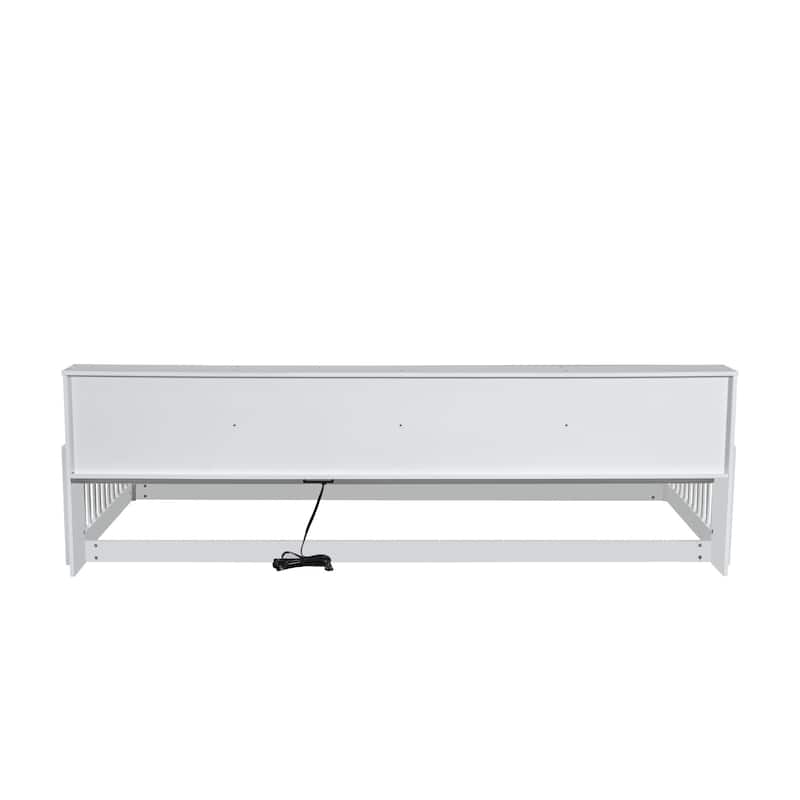 Wood Twin XL Floor Bed with Storage Shelves, USB Ports, and Sturdy Construction, Easy Assembly