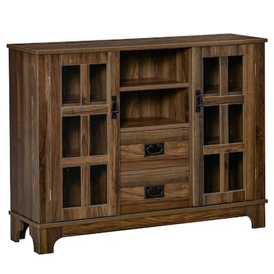 Coffee Bar Cabinet with Storage Drawers & Adjustable Shelves,Sideboard Buffet Cabinet