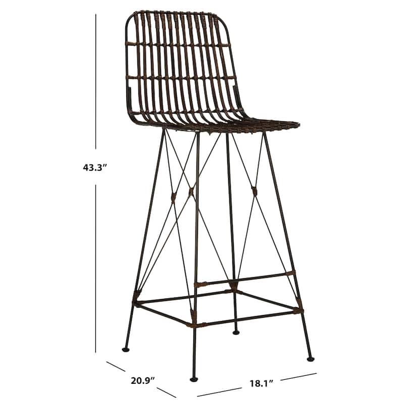 SAFAVIEH Ayala 43.3-inch Wicker Croco Brown Bar Stool (Set of 2) - 18.1" x 20.9" x 43.3" - 18Wx21Dx43H