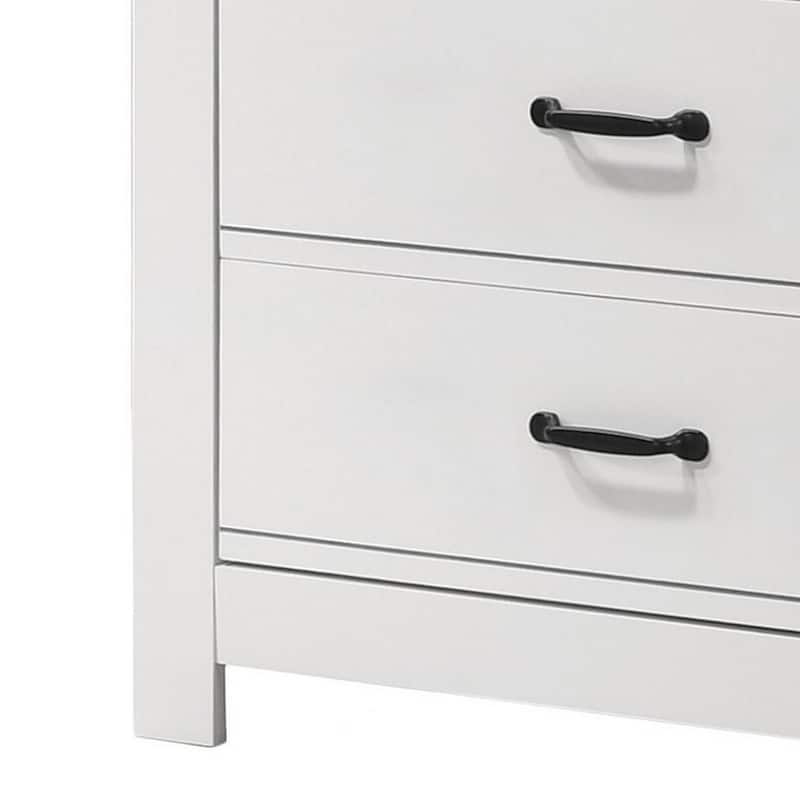 Tall 5-Drawer Crisp White Dresser with Black Handles, Smooth Glide Drawers, and Sleek Modern Storage Solution
