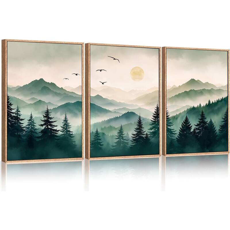 Boho Mountain Landscape Wall Decor, Pine Tree Wall Painting - 16 x 24