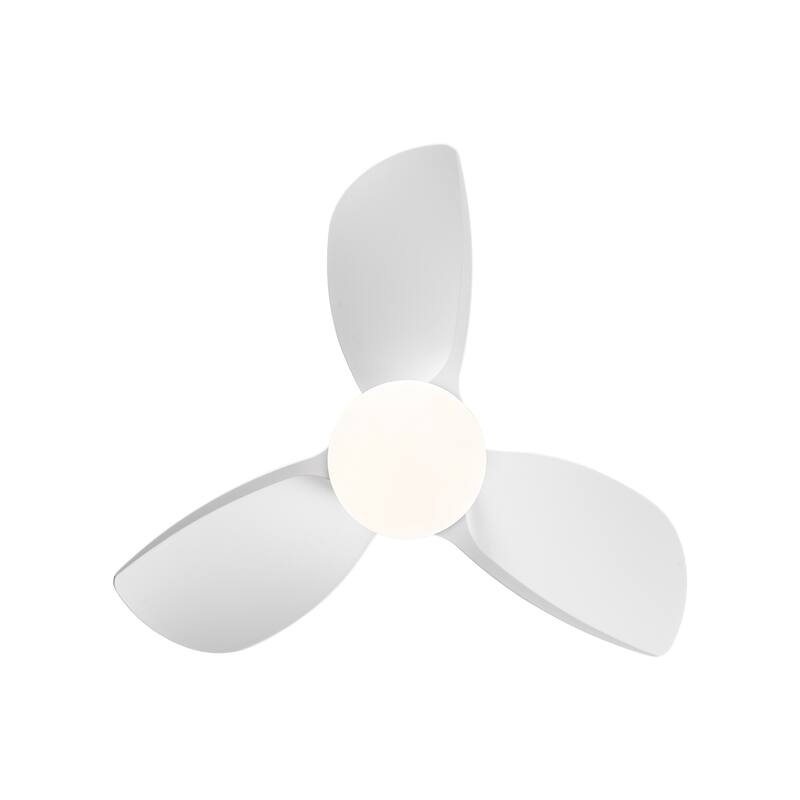 YUHAO 28 in. Integrated LED Indoor Matte White Ceiling Fans with Light Kit and Remote Control