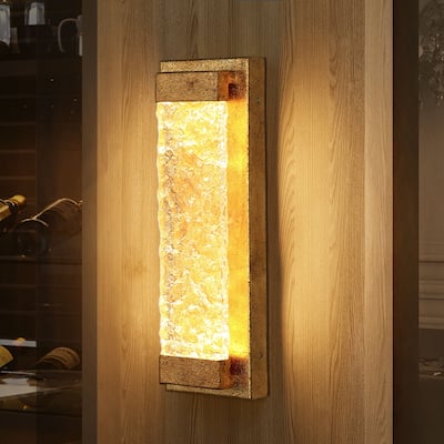 Modern Gold 1-Light LED Wall Sconce Flush Mount Vanity Light - W5.1" x L15.7"